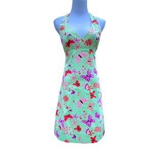 Lilly Pulitzer Candy Palm Green Bonjour butterflies and flowers halter dress 2